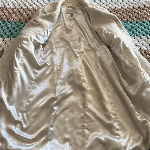 Cream White Wool Heavy Warm Peacoat Coat Jacket Womans sz Small - Picture 9 of 11